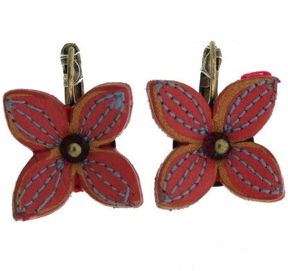 Flower Earrings On Hook, Pink/Gold