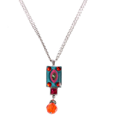 Rectangular Pendant, Turquoise/Multi/Silver