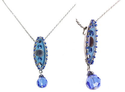 Drop Pendant, Blue/Silver