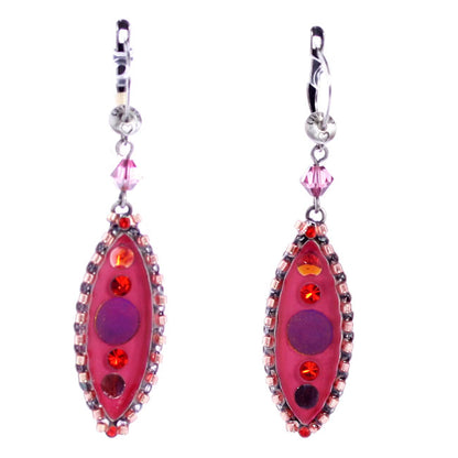 Drop Earrings, Pink/Silver