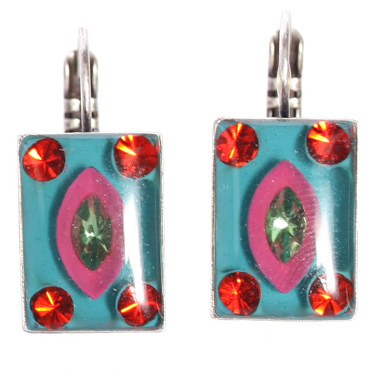 Konplott, Souvenir D Afrique Rectangular Earrings, Turquoise/Multi/Silver