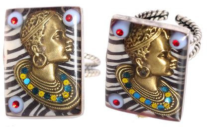 Large Adjustable Ring, Multi/Silver