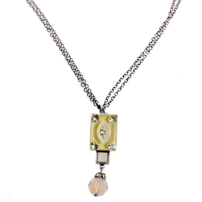 Rectangular Pendant, White/Multi/Silver