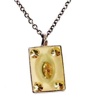 Rectangular Small Drop Pendant, Cream,Multi,Silver