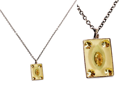 Rectangular Small Drop Pendant, Cream,Multi,Silver