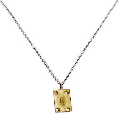 Rectangular Small Drop Pendant, Cream,Multi,Silver