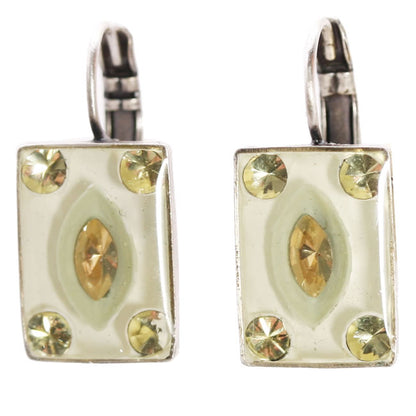 Rectangular Earrings, Cream/Multi/Silver