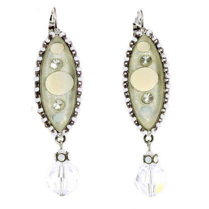 Drop Earrings, White/Silver
