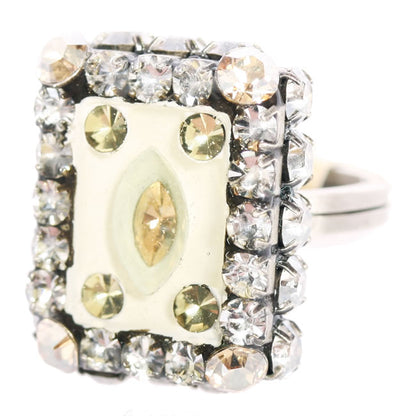 Crystal Adjustable Ring, Pale Green/Multi/Silver