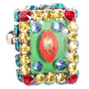 Konplott, Souvenir D Afrique  Crystal Adjustable Ring, Green/Multi/Silver