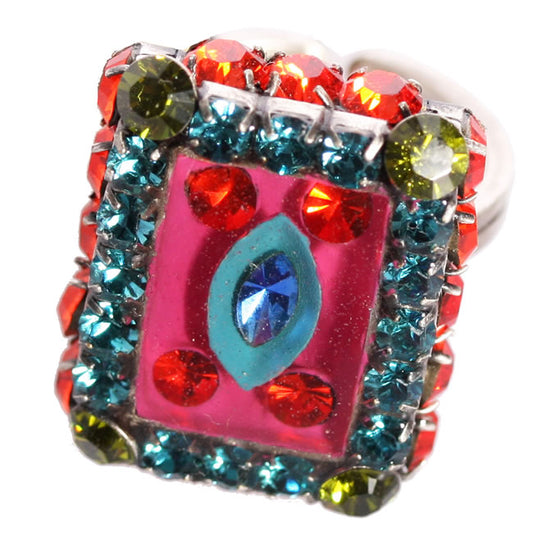 Konplott, Souvenir D Afrique  Crystal Adjustable Ring, Pink/Multi/Silver