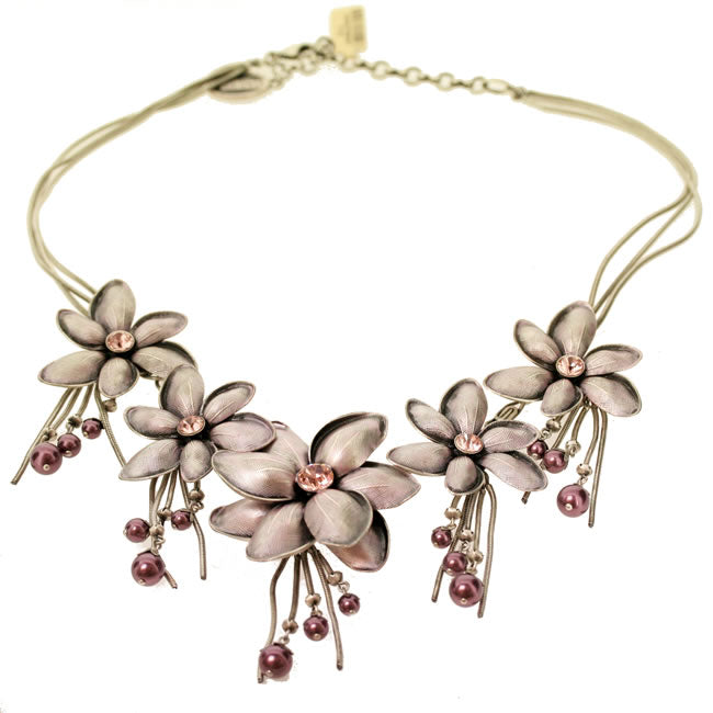 Spectacular Blossoms Necklace, Pinky Lilac/Silver