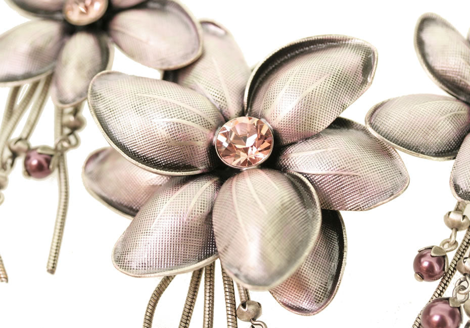 Spectacular Blossoms Necklace, Pinky Lilac/Silver