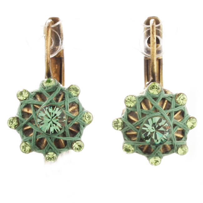 Konplott, Oriental French Hook Earrings, Green/Gold