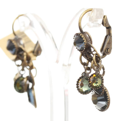 Bunch Earrings on French hooks, Petrol/Gold