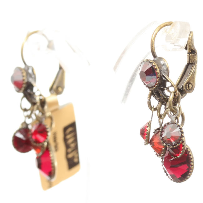 Konplott, Waterfalls Bunch Earrings on French hooks, Red/Gold