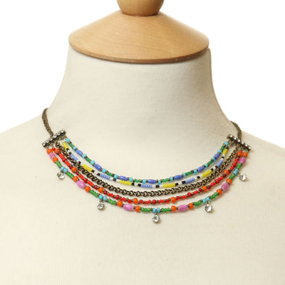 Multi Stranded Necklace, Multi/Gold