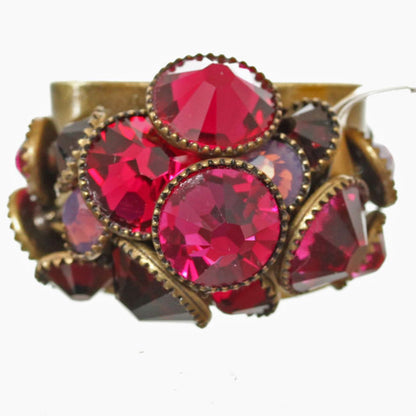 Cluster Ring With Moving Crystals, Dark Rose/Gold