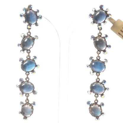 Long Dangly Earrings, Blue/Gold