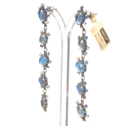 Long Dangly Earrings, Blue/Gold