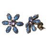 Konplott, Psychodahlia Flower Stud Earrings, Blue/Lilac/Gold