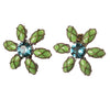 Konplott, Psychodahlia Flower Stud Earrings, Green/Turquoise/Gold
