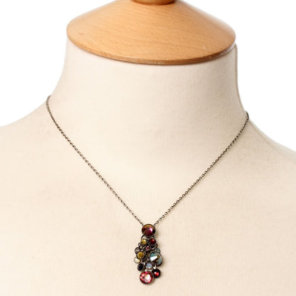Crystal Bunch Pendant Necklace, Multi/Silver