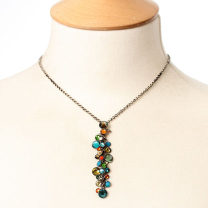 Lovely Drop Necklace, Blue/Green/Silver
