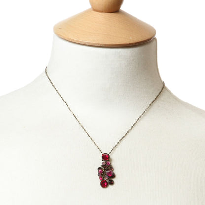 Crystal Bunch Pendant Necklace, Dark Rose/Gold