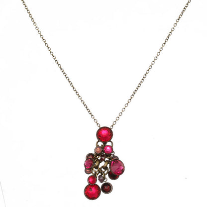Crystal Bunch Pendant Necklace, Dark Rose/Gold