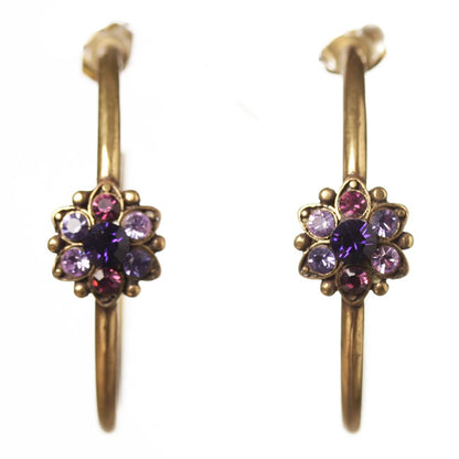 Michal Negrin Large Creole Hoop Earrings, Purple Mix/Gold