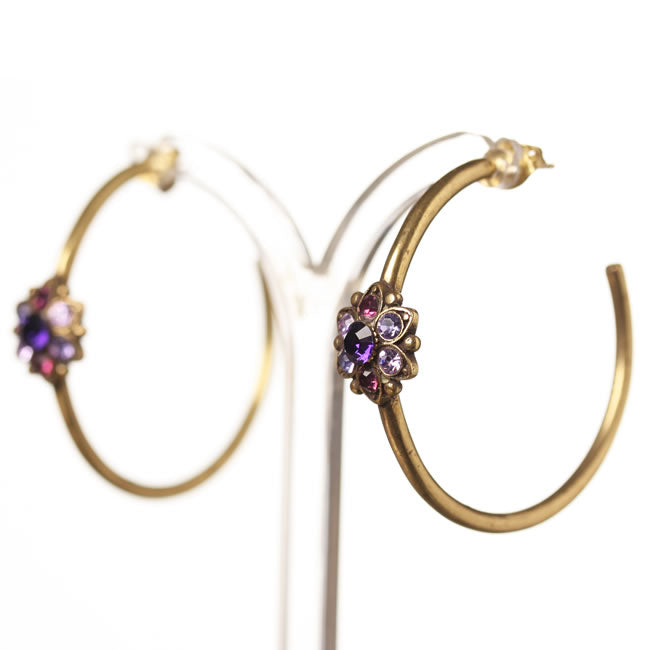 Michal Negrin Large Creole Hoop Earrings, Purple Mix/Gold