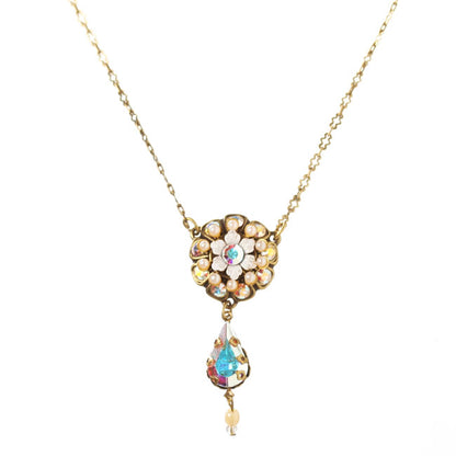 Michal Negrin Pendant Necklace, Aura Borealis/White/Gold