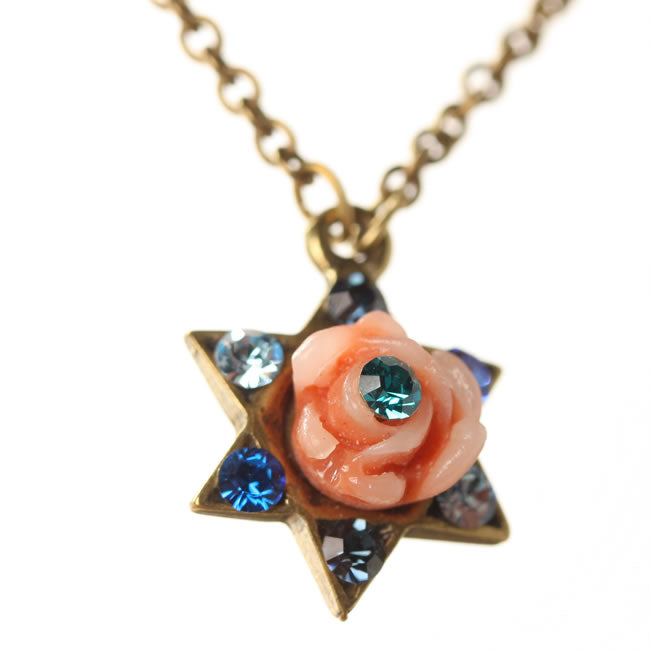 Michal Negrin Star Pendant Necklace, Blue/Pink/Gold