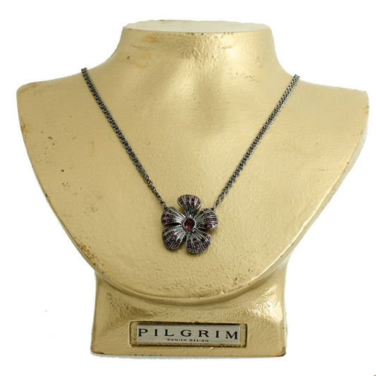 Pilgrim Desert Flower Pretty Drop Necklace, Purple/Hematite
