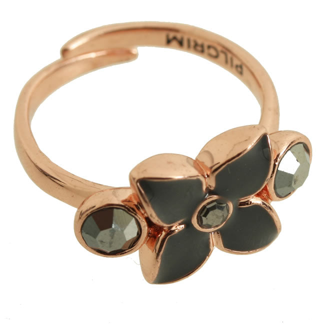 Pilgrim Vision Adjustable Ring, Grey/Rose Gold