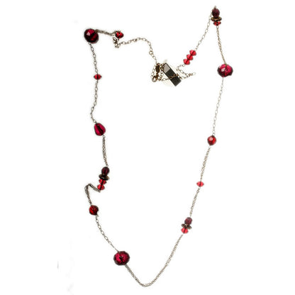 Pilgrim Mosaic Mosaic Long Necklace, Bordeaux/Gold