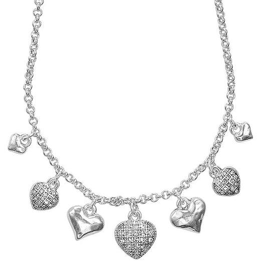 Pilgrim Just Hearts Pretty Necklace, Crystal/Silver.