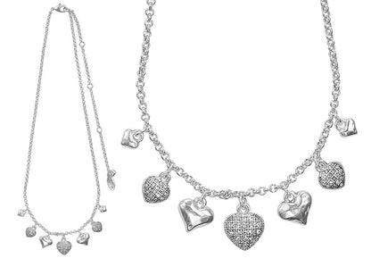 Pilgrim Just Hearts Pretty Necklace, Crystal/Silver.