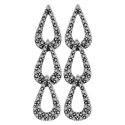 Pilgrim Winter Party Long Droplet Earrings, Crsytal/Silver