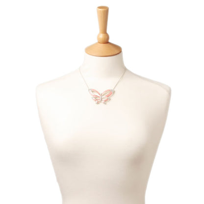 Pilgrim Papillon Necklace, Flamingo/Silver