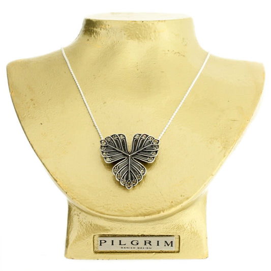 Pilgrim Chic Peacock Pendant Necklace, Grey&#39;/Silver
