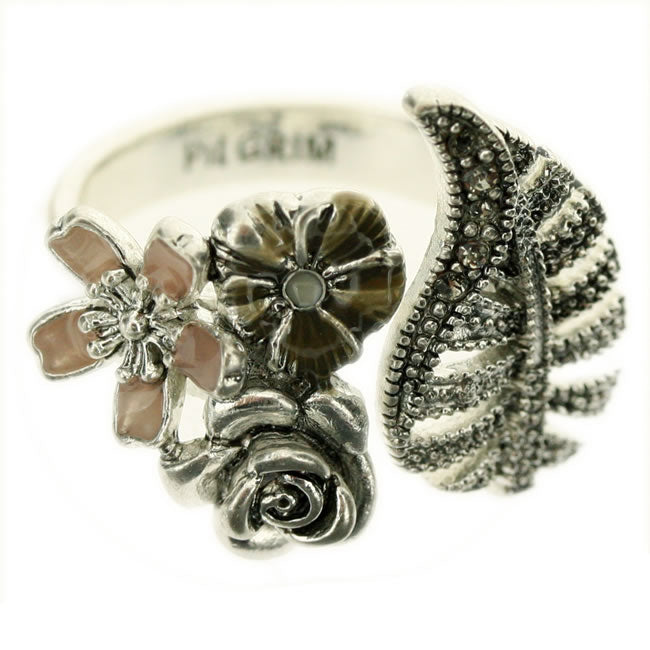 Pilgrim Floral Vibes Adjustable Ring, Multi Mix/Silver