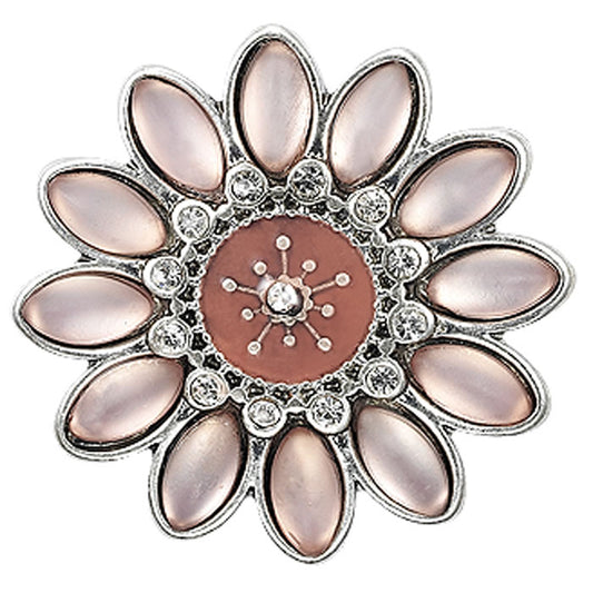 Pilgrim Flashy Flower Adjustable Ring, Rose/Silver