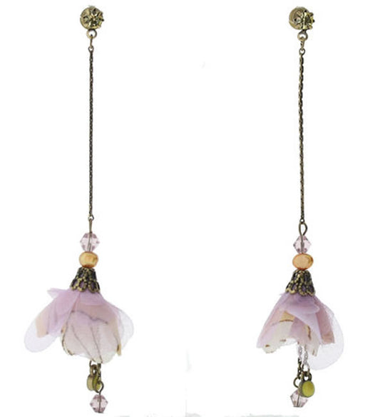 Pilgrim Bridal Floral Earrings, White/Pink/Gold