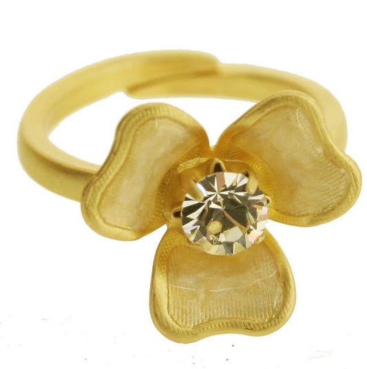 Pilgrim Floral Cascade Single Flower Ring, Crystal/Gold