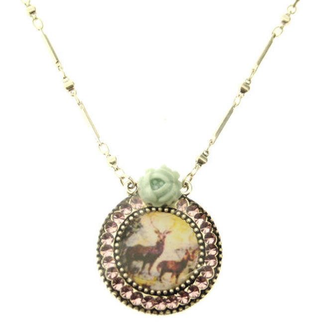 Pilgrim Kitch Devotion Circular Pendant, Pastel/Silver