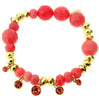 Pilgrim 3d Bauble Bracelet, Coral Red/Gold