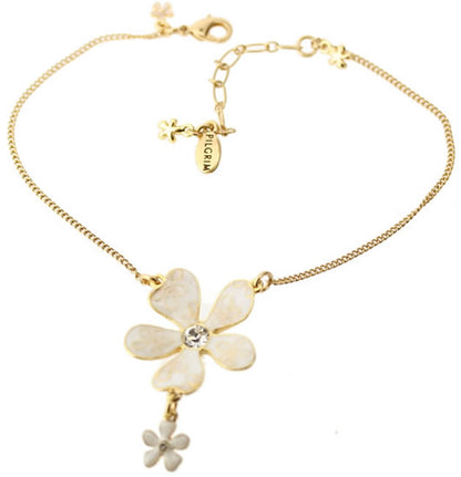 Pilgrim Blossom Anklet, White/Gold