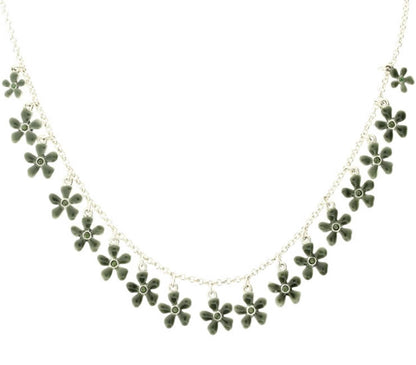 Pilgrim Blossom All Around Necklace, Green/Silver